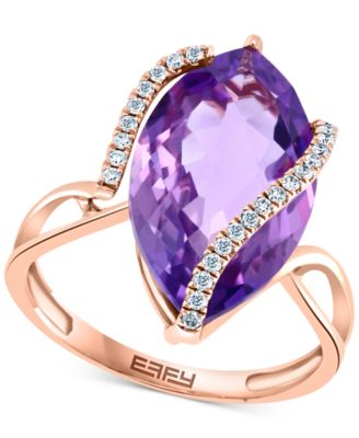 EFFY Collection - Sunset by EFFY&reg; Marquise-Cut Pink Amethyst (6-7/8 ct. t.w.) and Diamond (1/8 ct. t.w.) Wrap Ring in 14k Gold (Also in Citrine & London Blue Topaz)