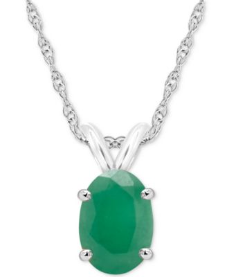 Macy's - Emerald Solitaire 18" Pendant Necklace (3/4 ct. t.w.) in 14k White Gold (Also in Ruby & Sapphire)