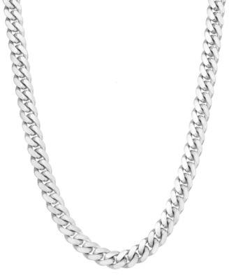 Italian Gold - Men's Cuban Link 24" Chain Necklace in Sterling Silver