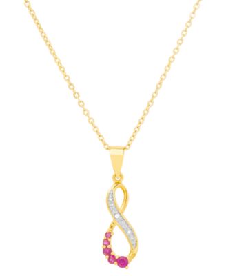 Macy's - Lab-grown  Ruby Infinity 18" Pendant Necklace (1/8 ct.t .w.) in Sterling Silver & 14k Gold-Plate