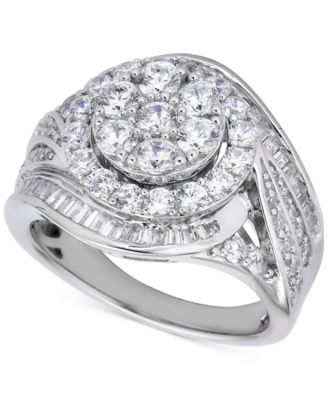 Macy's - Diamond Round & Baguette Swirl Ring (2-1/2 ct. t.w.) in 14k White Gold