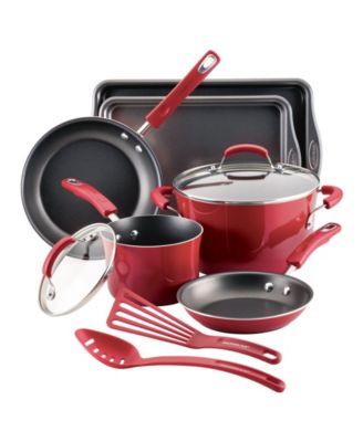 Rachael Ray - Classic Brights 10-Pc. Porcelain Enamel Nonstick Cookware Set