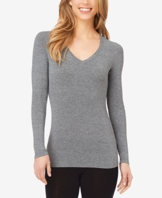Cuddl Duds - Petite Softwear Long-Sleeve V-Neck Top