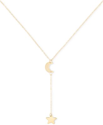 Macy's - Polished Moon & Star 18" Lariat Necklace in 10k Gold