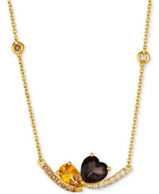 Le Vian - Multi-Gemstone (2-1/4 ct. t.w.) & Diamond (1/4 ct. t.w.) Pear & Heart 19" Statement Necklace in 14k Gold