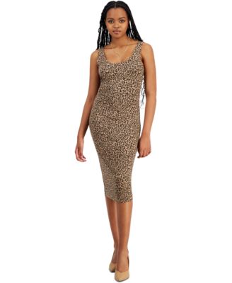 Bar III - Petite Cheetah-Print Bodycon Midi Dress