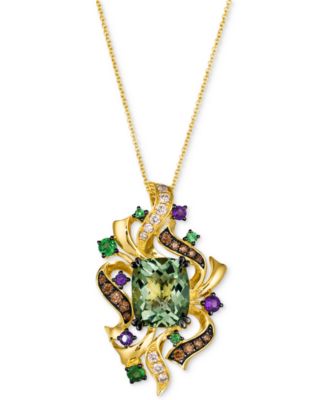 Le Vian - Multi-Gemstone (5-1/5 ct. t.w.) & Diamond (1/2 ct. t.w.) Cluster Pendant Necklace in 14k Gold, 18" + 2" extender