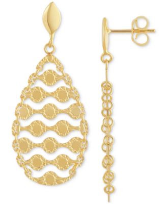 Italian Gold - Openwork Teardrop Drop Earrings in 10k Gold