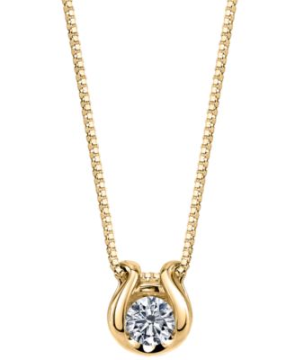 Sirena - Diamond Solitaire Omega 18" Pendant Necklace (1/5 ct. t.w.) in 14k Gold