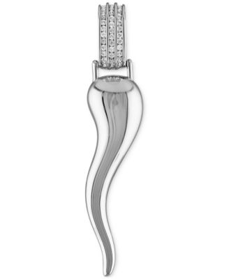 Esquire Men's Jewelry - Cubic Zirconia Horn Pendant in Sterling Silver