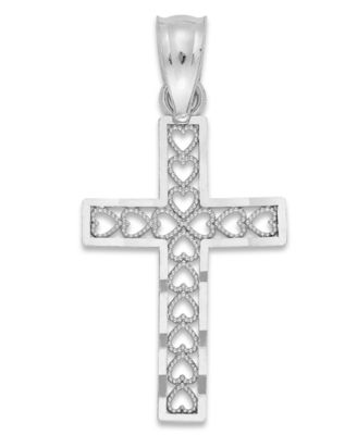 Macy's - Cross Charm in 14k White Gold