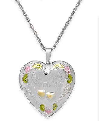 Macy's - Grandma Painted Heart Locket in Sterling Silver