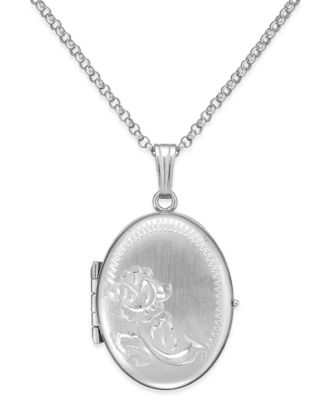 Macy's - Embossed Four-Picture Oval Locket in Sterling Silver