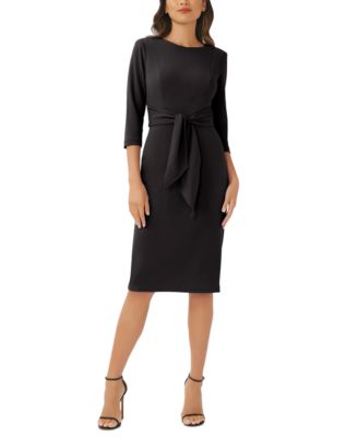 Adrianna Papell - Women's Tie-Front 3/4-Sleeve Crepe Knit Dress