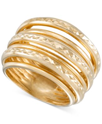 Macy's - Polished & Textured Multirow Statement Ring in 10k Gold