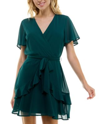 As U Wish - Juniors' Chiffon Tie-Waist Dress