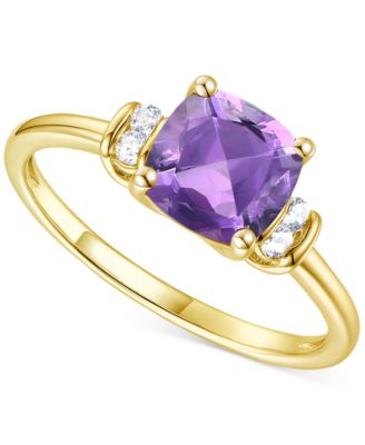 Macy's - Lab-Grown Ruby (5/8 ct. t.w.) & Lab-Grown White Sapphire (1/10 ct. t.w.) Halo Statement Ring in 14k Gold-Plated Sterling Silver (Also in Lab-Created Blue Sapphire)