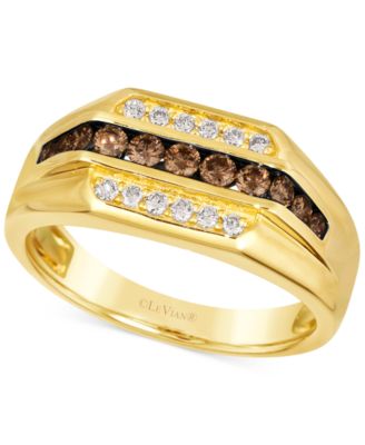Le Vian - Men's Chocolate Diamond & Nude Diamond Three Row Ring (5/8 ct. t.w.) in 14k Gold