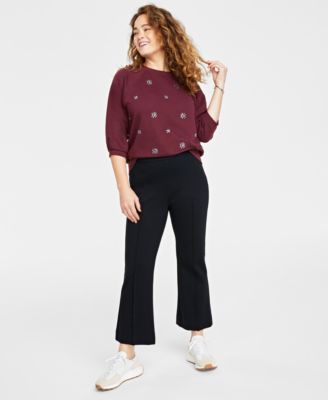 On 34th - Women's Solid Ponte Ankle Kick Flare Pants, Created for Macy's