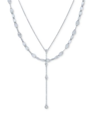 Macy's - 2-Pc. Set Diamond Lariat Adjustable Layered Necklaces (1/10 ct. t.w.) in Sterling Silver