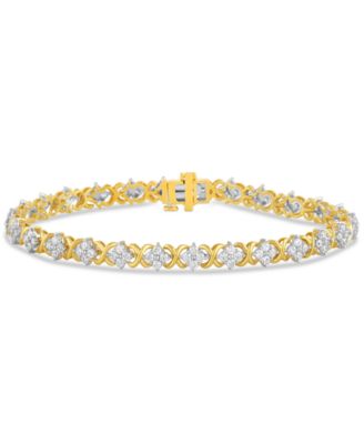 Macy's - Diamond Cluster Link Bracelet (3 ct. t.w.) in 10k Gold
