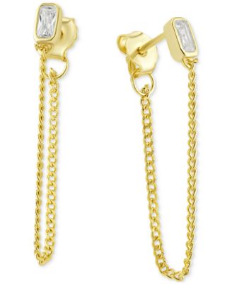 Giani Bernini - Cubic Zirconia Front & Back Chain Drop Earrings in 18k Gold-Plated Sterling Silver