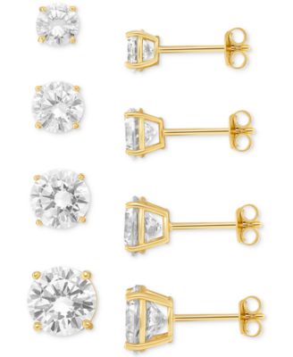 Giani Bernini - 4-Pc. Set Cubic Zirconia Graduated Solitaire Stud Earrings in 18k Gold-Plated Sterling Silver