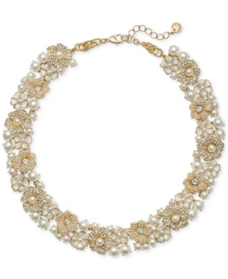 Charter Club - Gold-Tone Beaded Floral Necklace, 16" + 2" extender