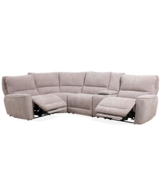Furniture - Deklyn 129" 5-Pc. Fabric Sectional with 2 Power Recliners & 1 Console