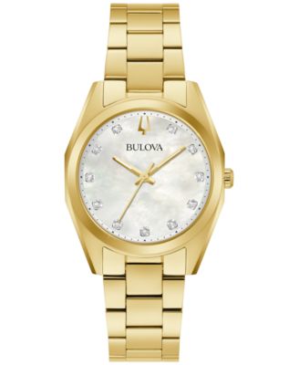 Bulova - Women's Surveyor Diamond (1/20 ct. t.w.) Gold-Tone Stainless Steel Bracelet Watch 31mm