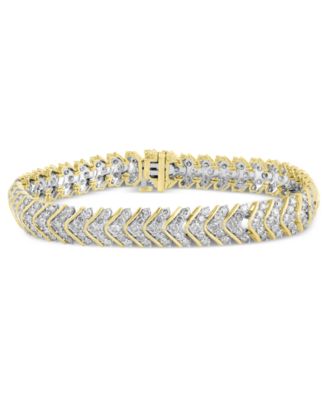 Macy's - Diamond Chevron Link Bracelet (7 ct. t.w.) in 10k Gold