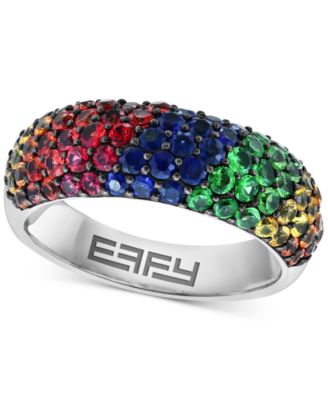 EFFY Collection - Multi-Gemstone Pav&eacute; Cluster Ring (2-5/8 ct. t.w.) in Sterling Silver