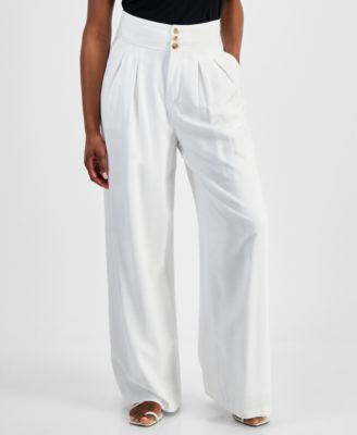 Bar III - Petite High Rise Pleat-Front Wide Leg Pants