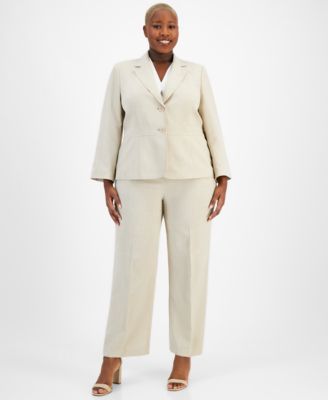 Le Suit - Plus Size Two Button Jacket & Extended-Tab Pantsuit