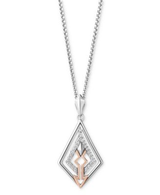 Wonder Fine Jewelry - Diamond Ahsoka 18" Pendant Necklace (1/10 ct. t.w.) in Sterling Silver & Rose Gold-Plate