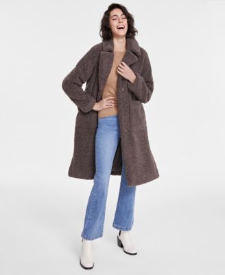BCBGMAXAZRIA - Women's Notched-Collar Teddy Coat
