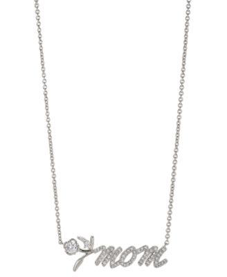 Eliot Danori - Rhodium-Plated Cubic Zirconia Mom Blossoms Pendant Necklace, 16" + 2" extender