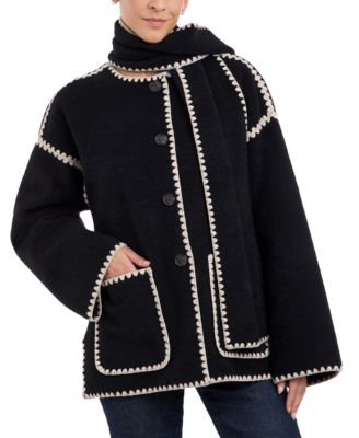 BCBGeneration - Women's Contrast-Trim Coat & Scarf