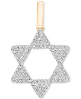 Macy's - Men's Star of David Open Pendant (1/2 ct. t.w.) in 10k Gold