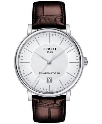 Tissot - Men's Swiss Automatic Carson Brown Leather Strap Watch 40mm