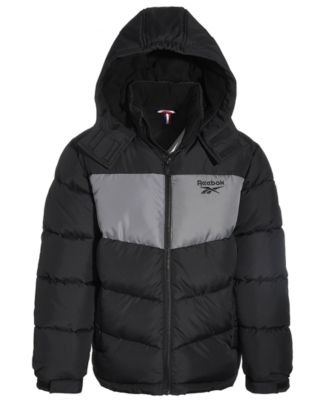 Reebok - Toddler & Little Boys Colorblocked Fleece-Lined Full-Zip Hooded Puffer Jacket