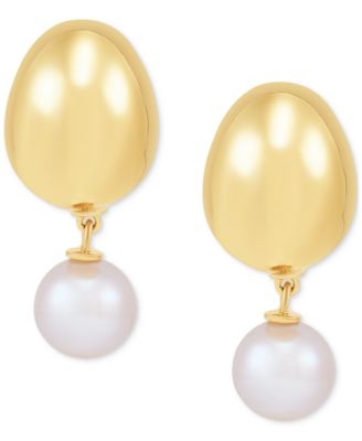 Honora - Cultured Freshwater Pearl (8mm) Dangle Drop Earrings in 14k Gold