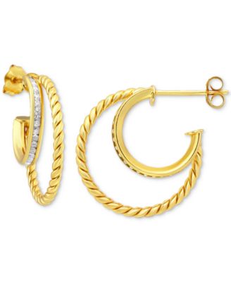 Giani Bernini - Cubic Zirconia Double Small Hoop Earrings, 0.75"