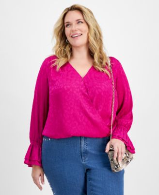 I.N.C. International Concepts - Plus Size Surplice-Neck Blouse