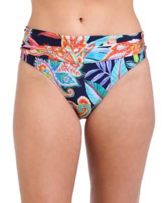 La Blanca - Women's Tropidelic Paisley Shirred-Waist Bikini Bottoms