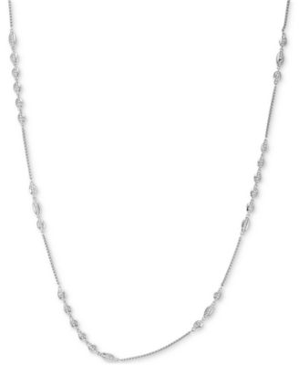 Vince Camuto - Silver-Tone Pav&eacute; Oval Strand Necklace, 32" + 2" extender
