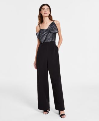 Anne Klein - Women's Oversized Bow Jacquard Bodice Jumpsuit
