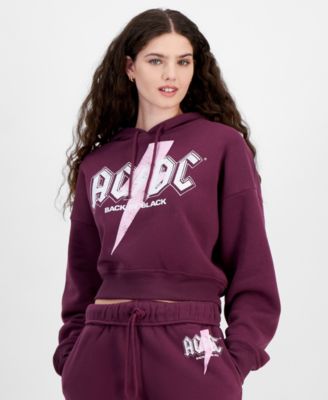 Grayson Threads, The Label - Juniors' AC/DC Graphic Print Cropped Hoodie