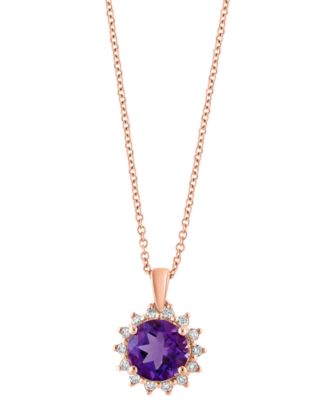 EFFY Collection - Amethyst (1-7/8 ct. t.w.) & Diamond (1/6 ct. t.w.) 18" Pendant Necklace in 14k Rose Gold (Also in Blue Topaz & Citrine)