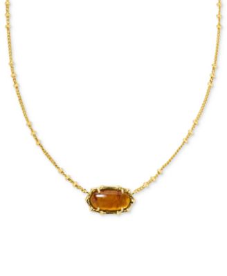 Kendra Scott - 14k Gold-Plated Bamboo Framed Stone Adjustable Pendant Necklace, 19" + 4" extender